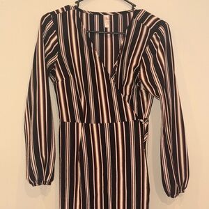 Xhilaration Black and White Striped Long Sleeve Dress